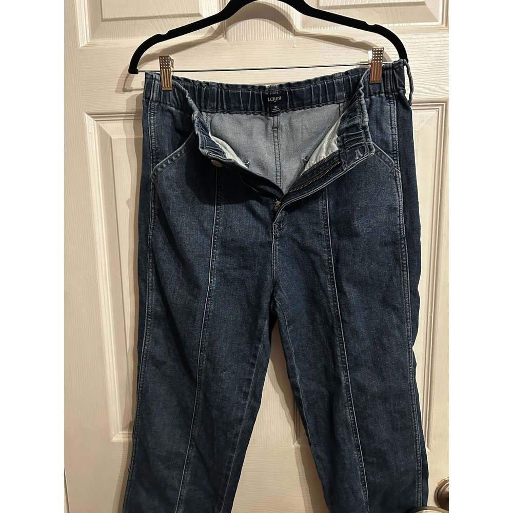 J. Crew Womens 31 High Rise Elastic Waist Stretch Ankle Jeans Dark Washed Denim - Picture 7 of 12